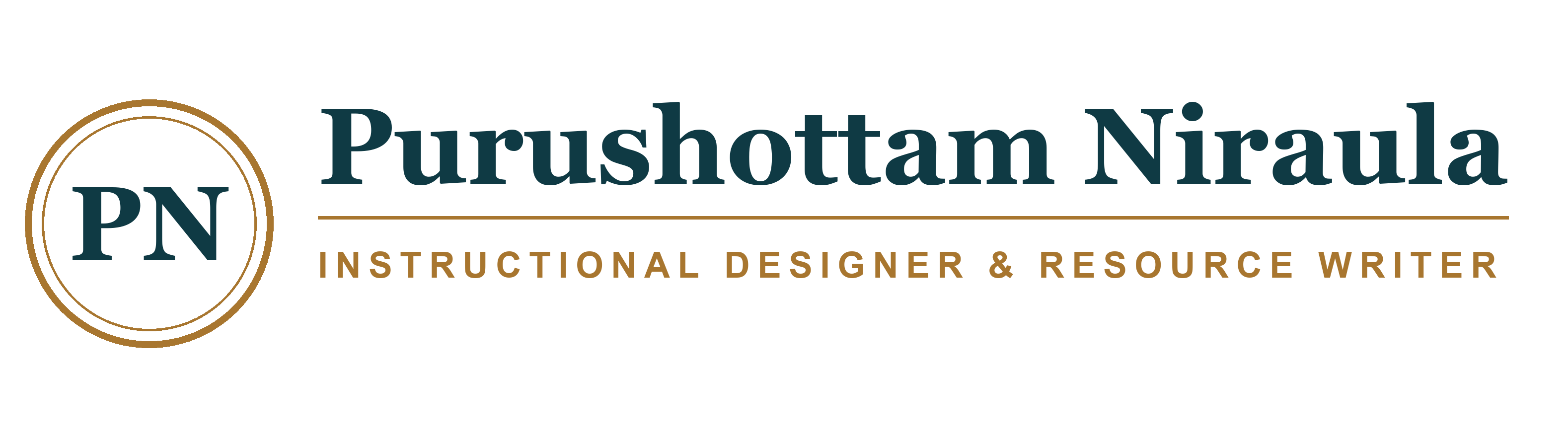 Purushottam Niraula logo representing instructional design and resource writing services.